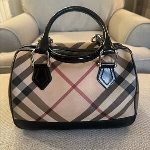 Burberry Supernova Check Coated Canvas Boston Bag